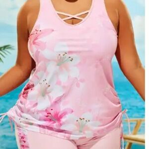 Elegant Floral Pink Swim Top